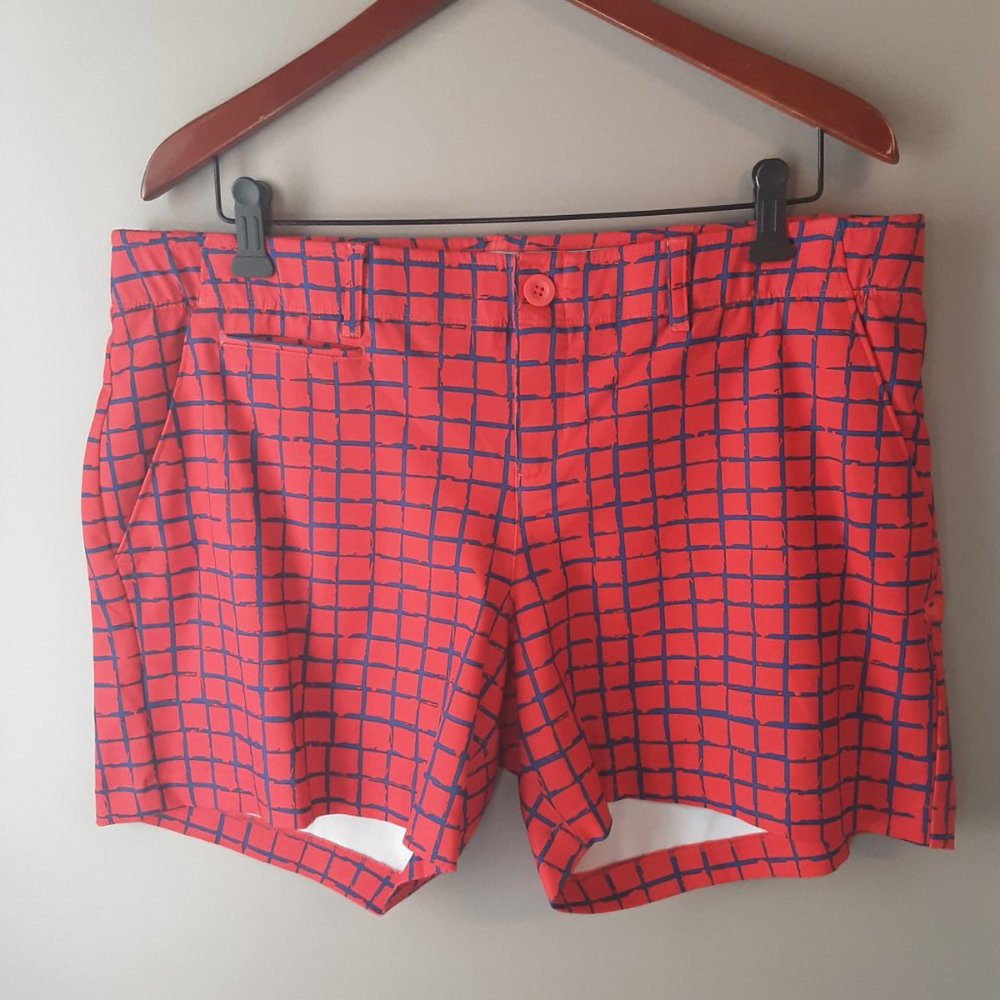 Under Armour Women's Red and Blue Plaid Shorts Size 16